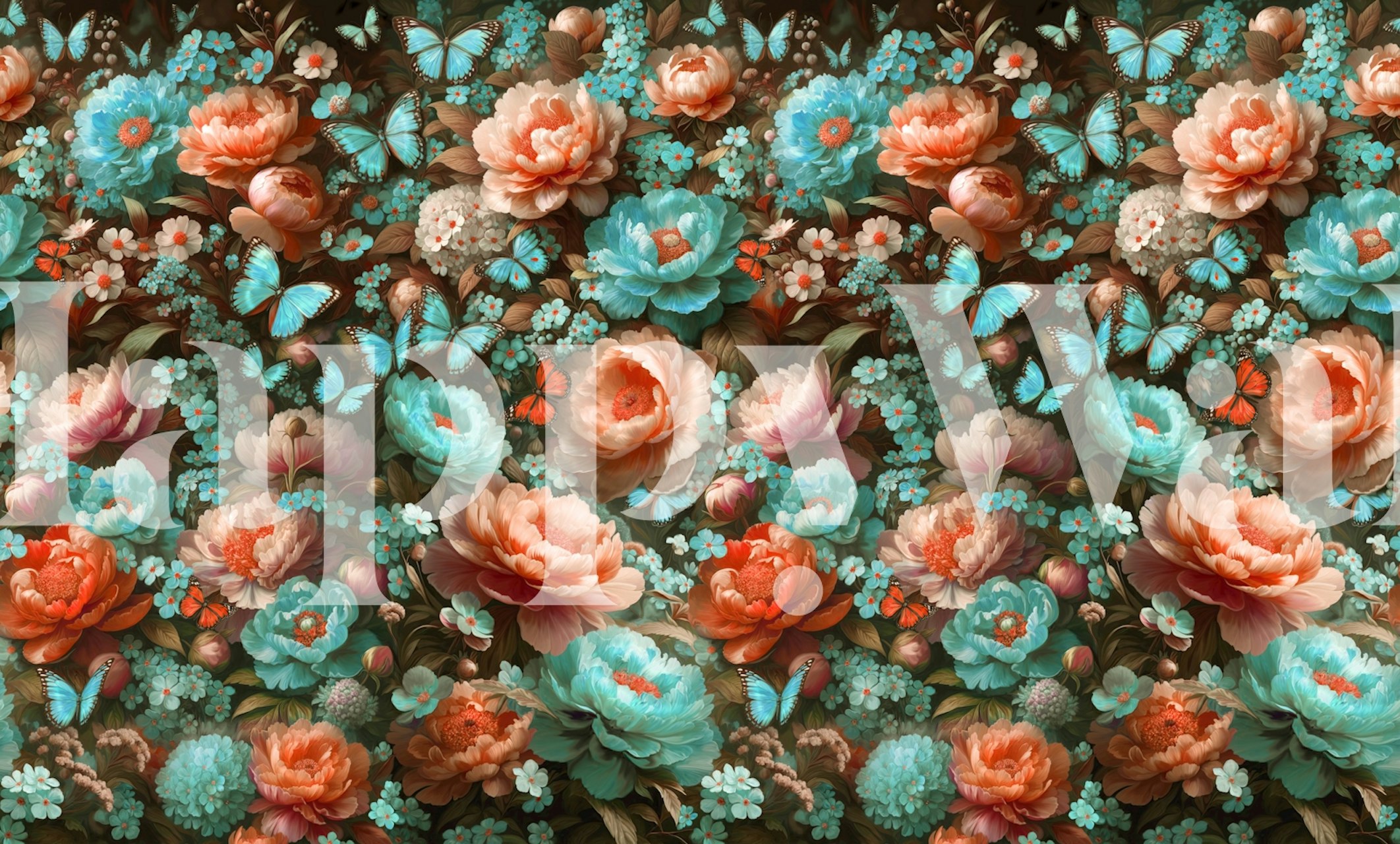 Papel pintado vintage retro Paradise Garden en una habitación