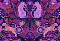 Vintage Cheetahs in Lush Jungle Purple wallpaper