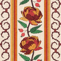 Roses and Thorns Stripe - Gold and Red wallpaper