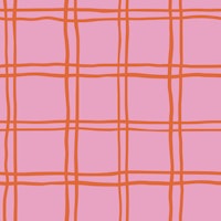 Pink and red hand drawn check behang