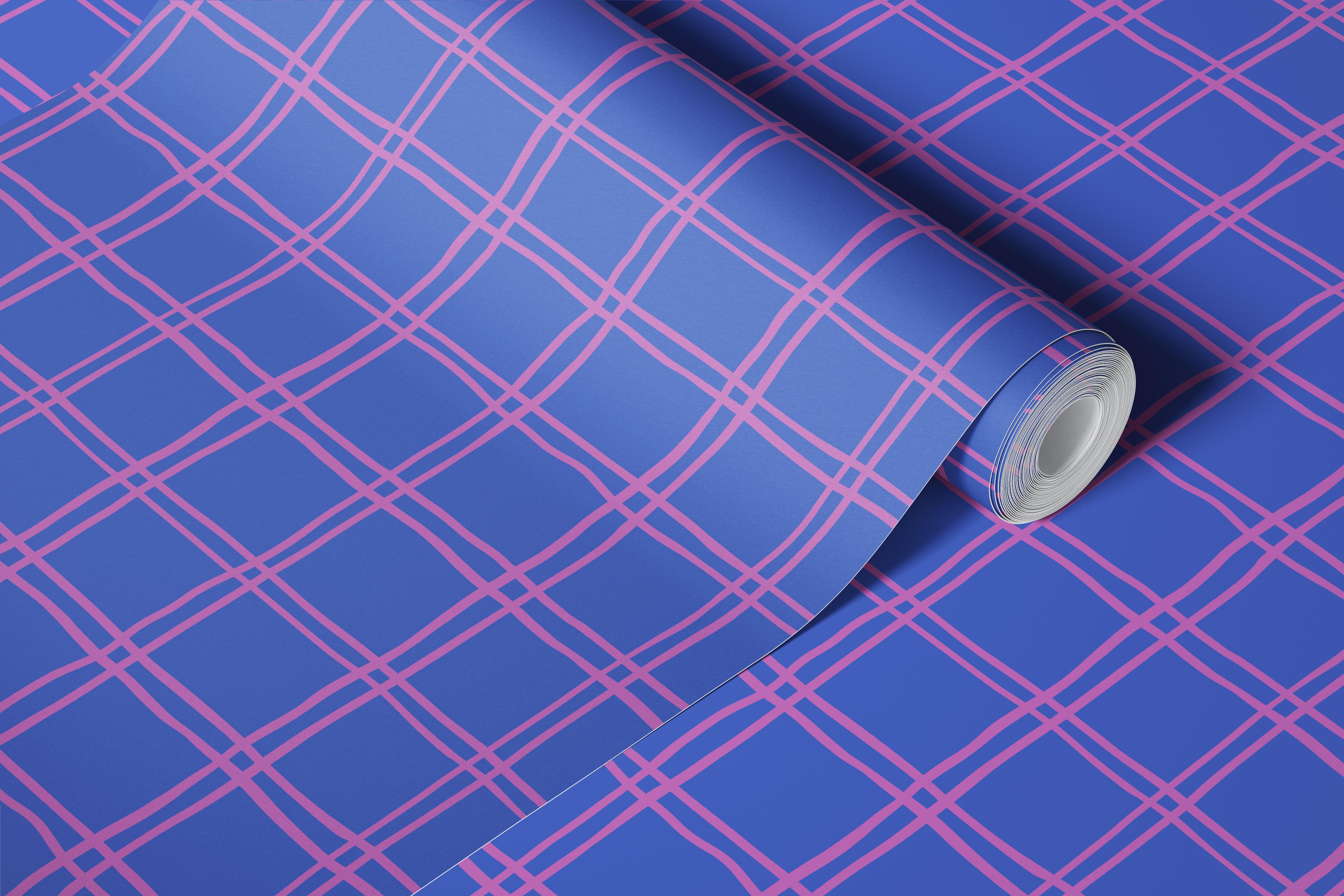 Moody Blue and Purple Check Wallpaper