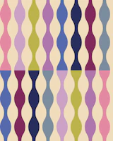 Moody retro stripe - wavy lines on warm beige tapeet