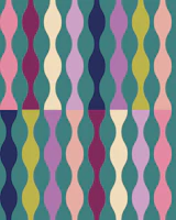 Moody retro stripe wavy lines on teal tapeet