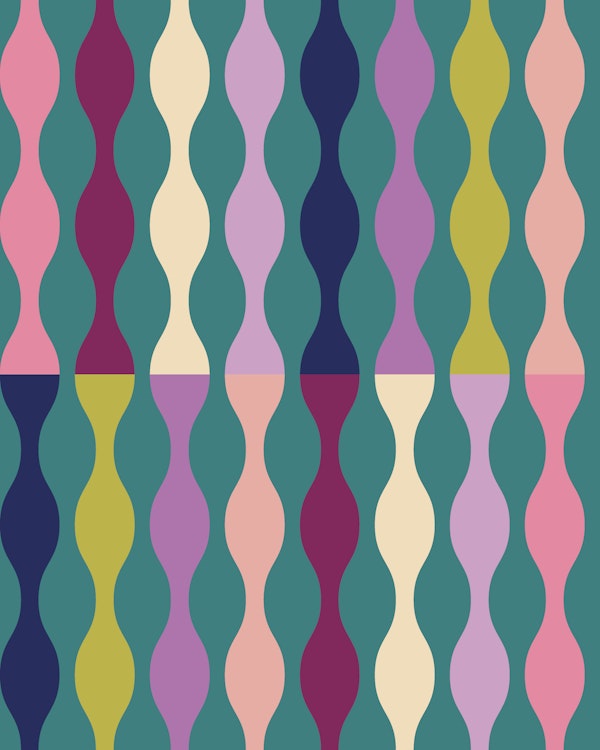 Moody teal wavy stripe