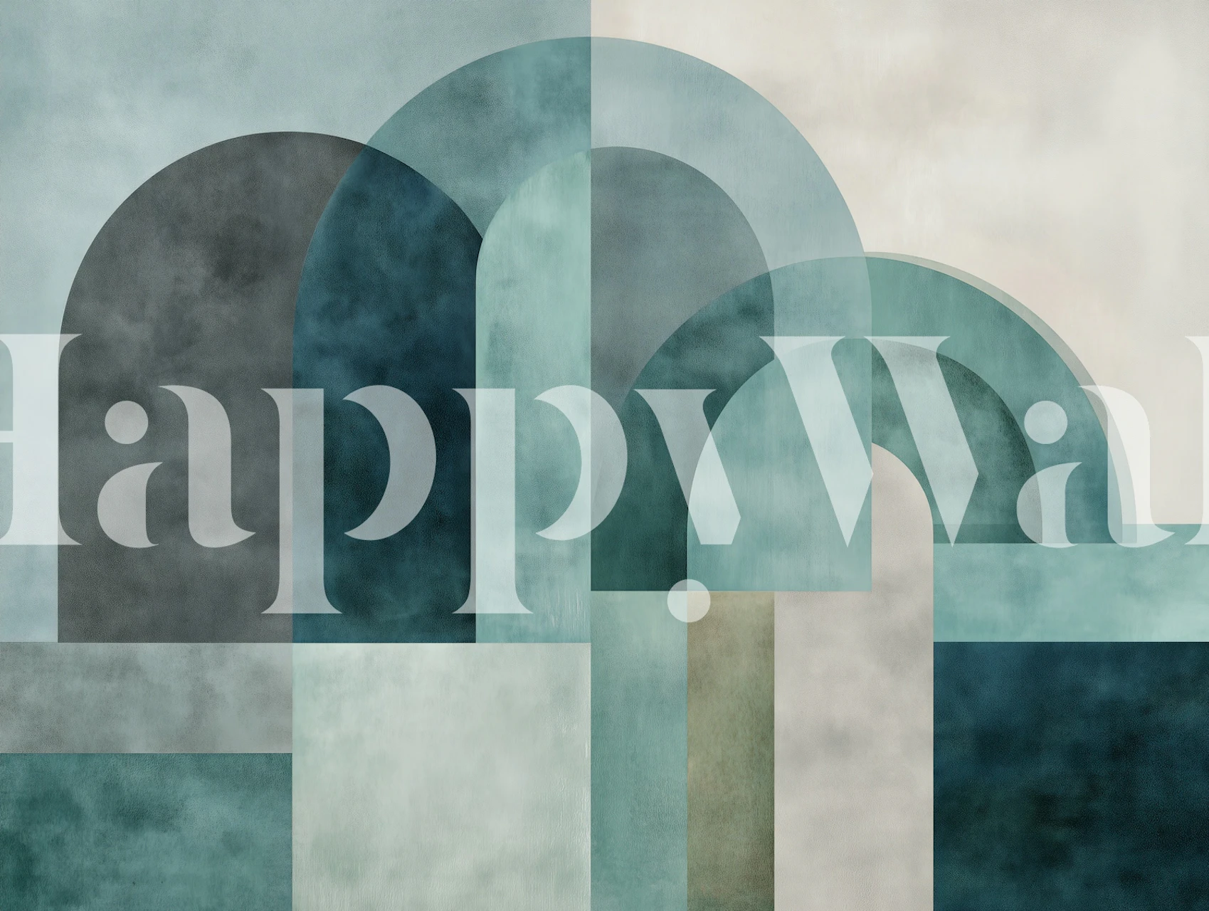 Geometric Blue Arches tapet vist i et rom