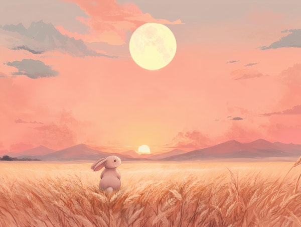 Bunny in Golden Wheatfield