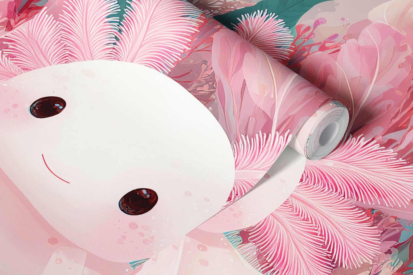 Dreamy Axolotl Oasis wallpaper roll
