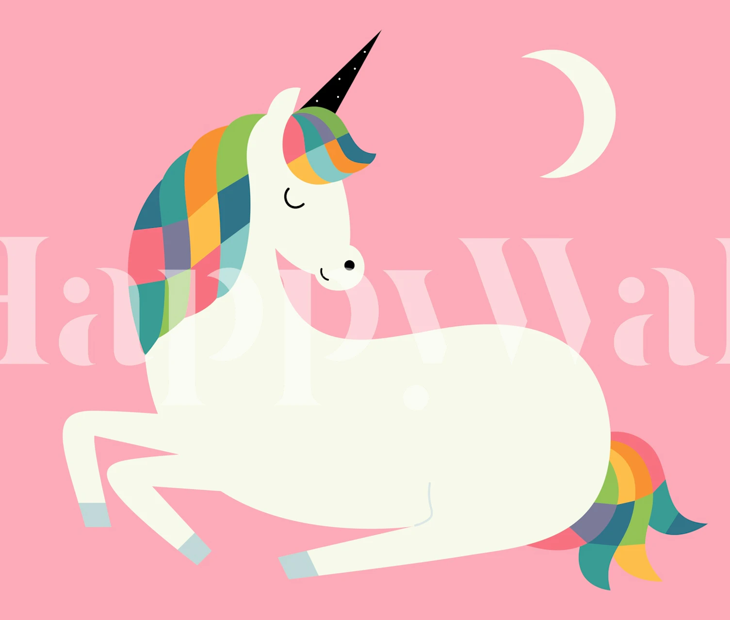 Carta da parati colorata unicorn in una stanza