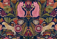 Vintage Cheetahs in Lush Jungle Navy Blue ταπετσαρία