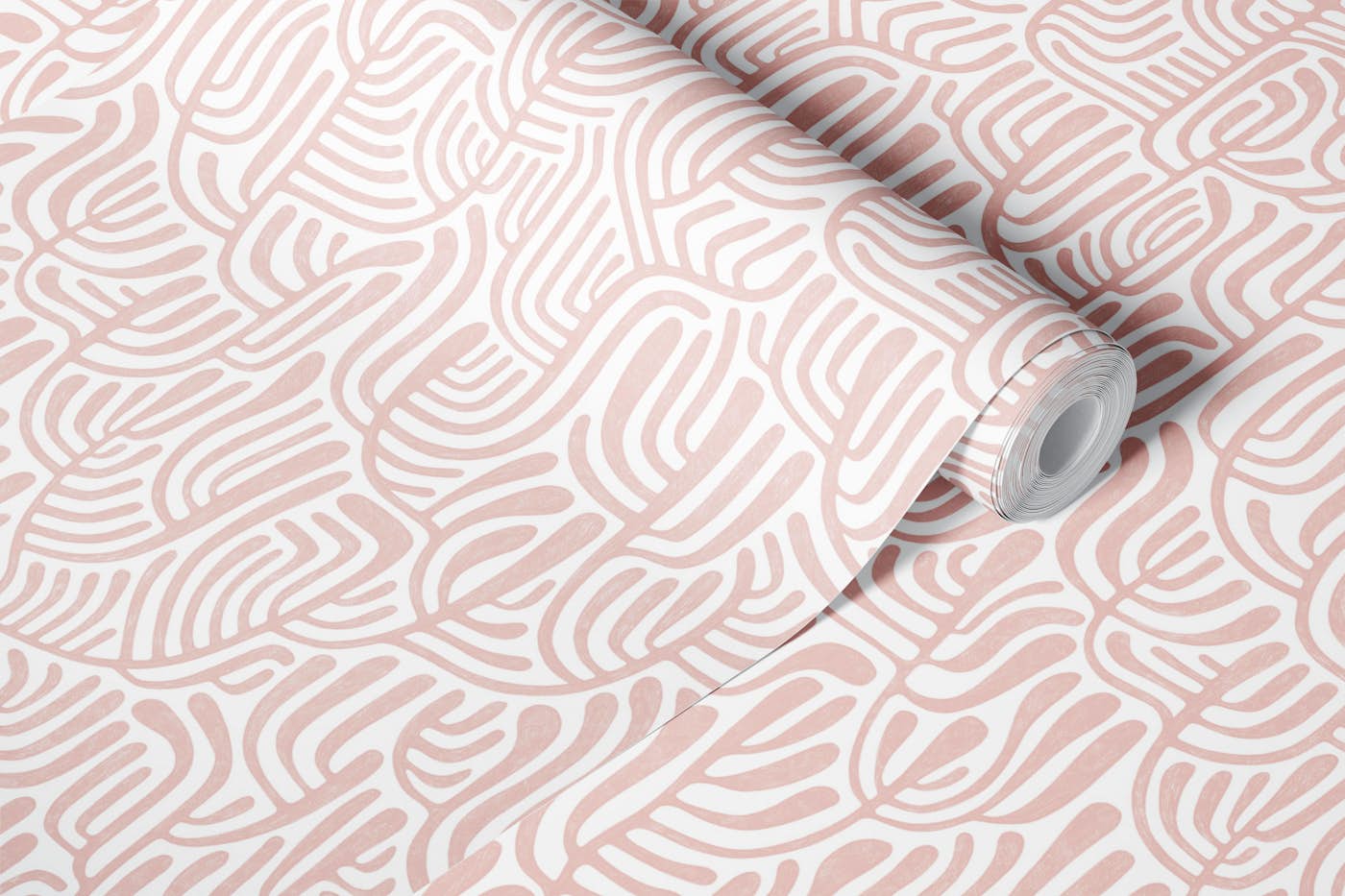 Coral Curve - Pastel Pink wallpaper roll