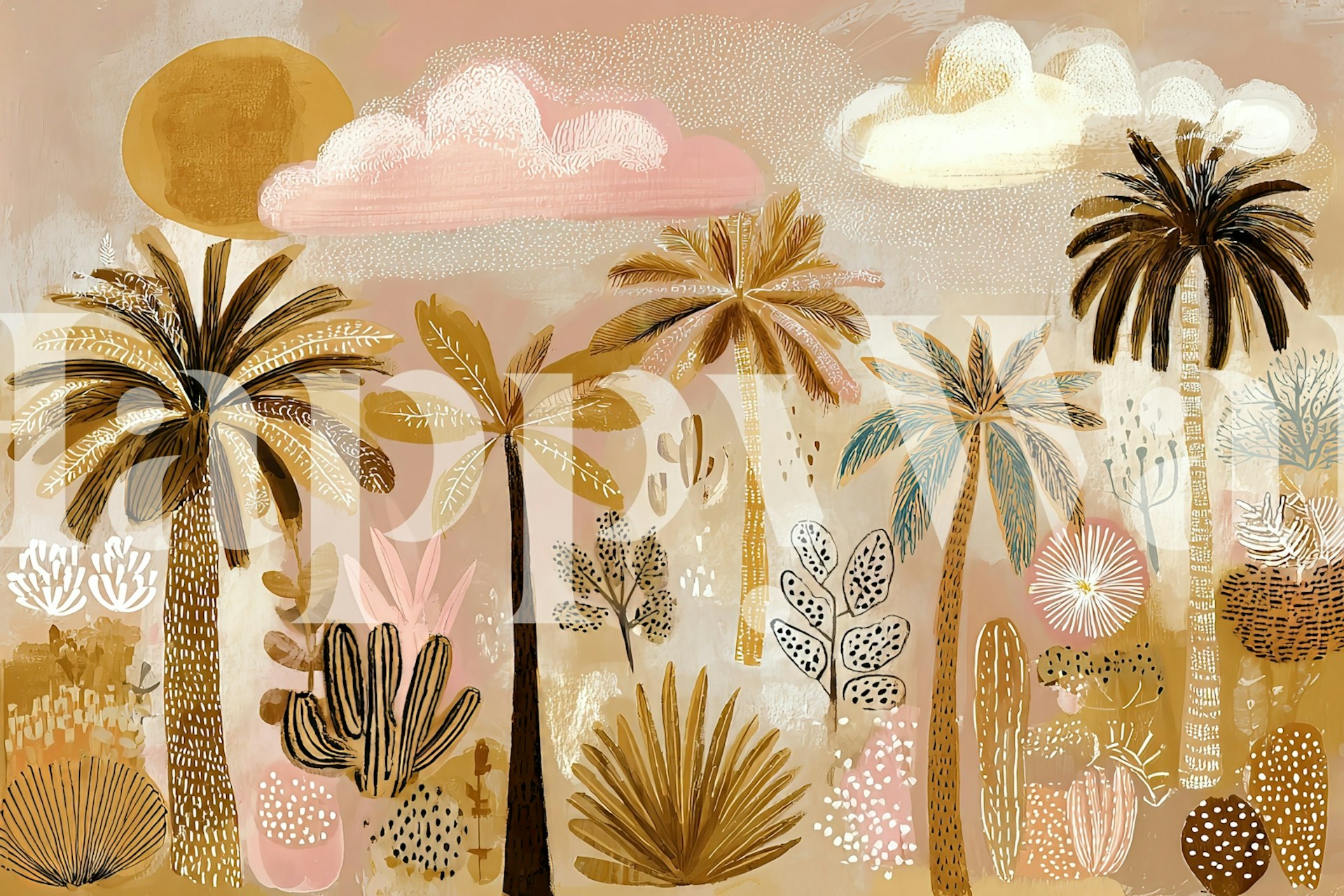 Carta da parati Sunset Boho Oasis in una stanza