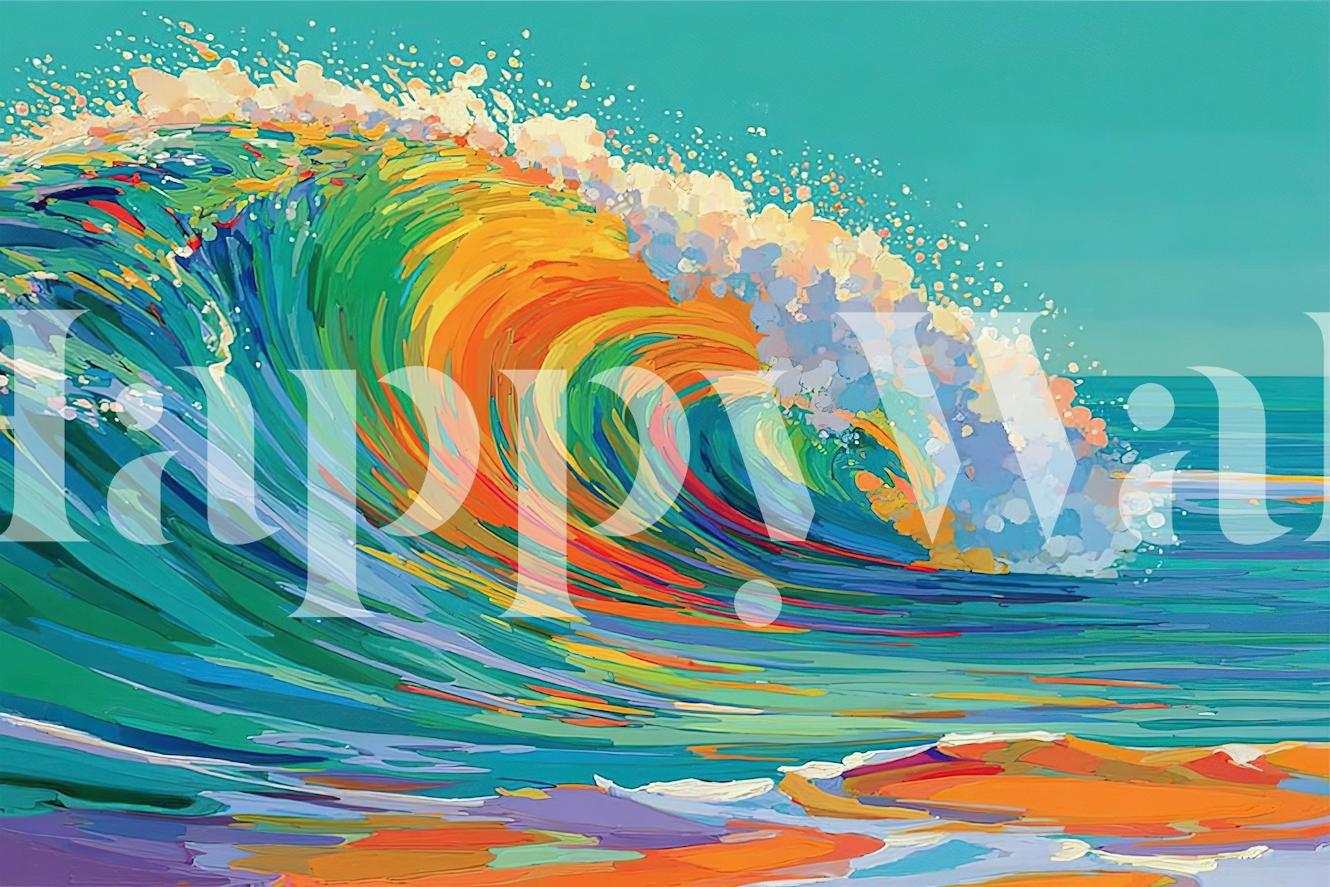 Vibrant wave wallpaper with colorful blue and orange tones, abstract design