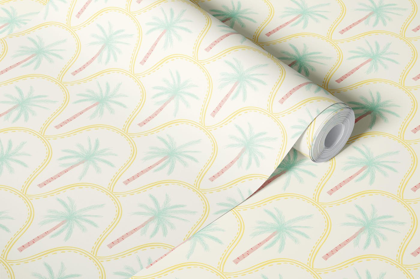 GElato pastel palm trees wallpaper roll