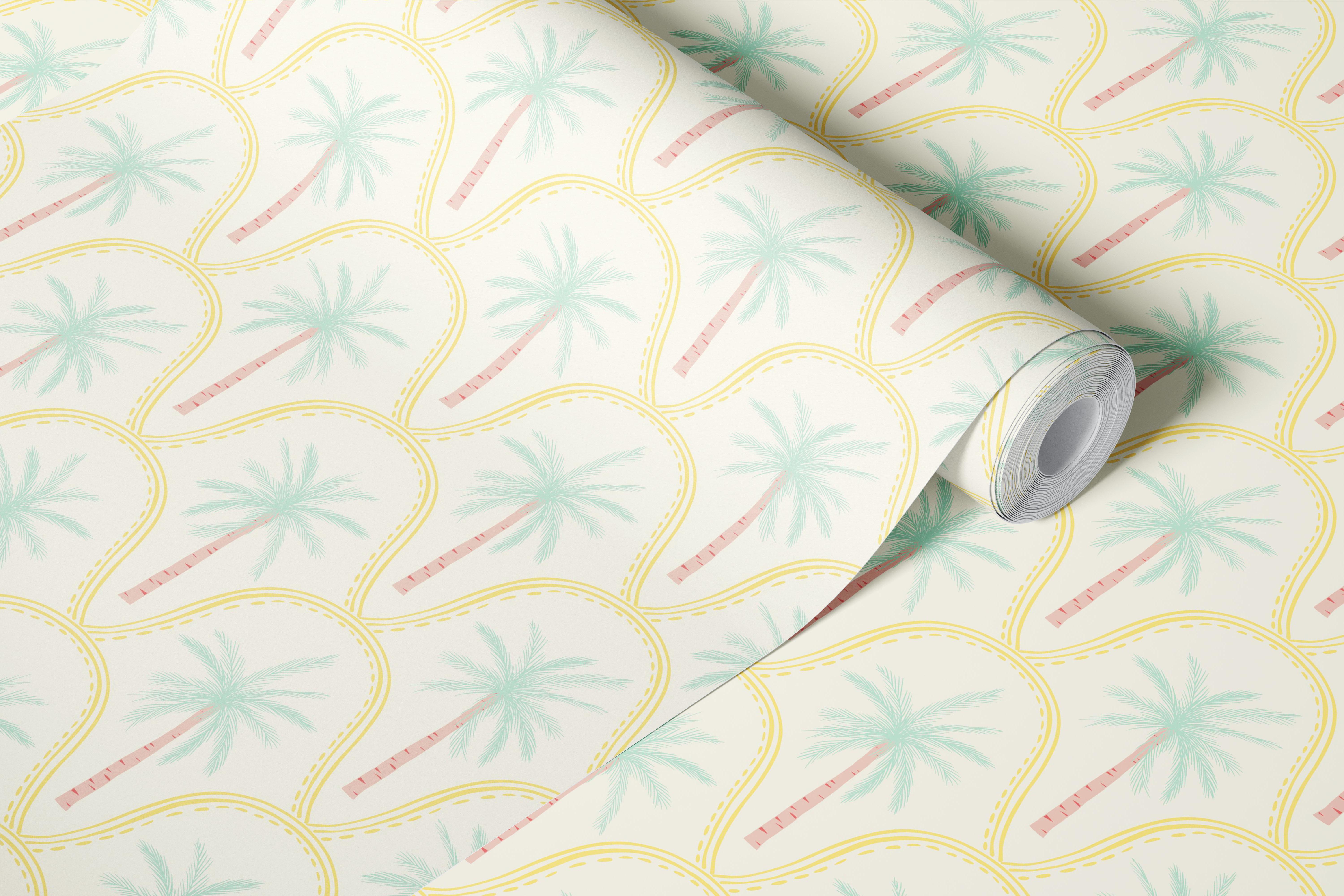 Gelato pastel palm trees wallpaper in a room