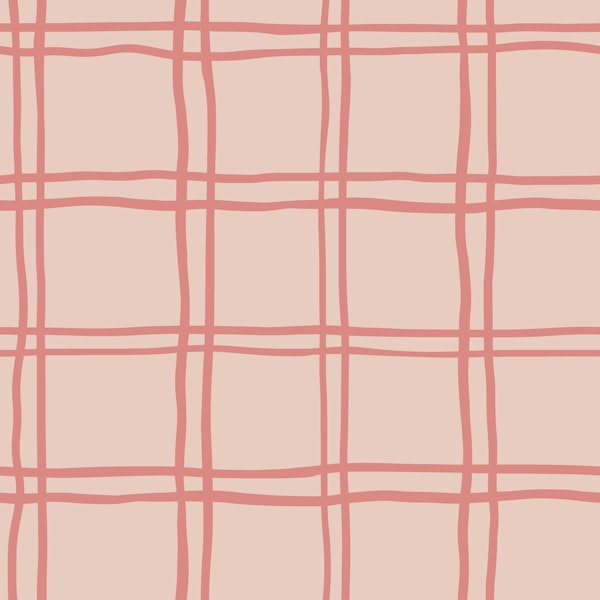 Pastel blush pink hand drawn check