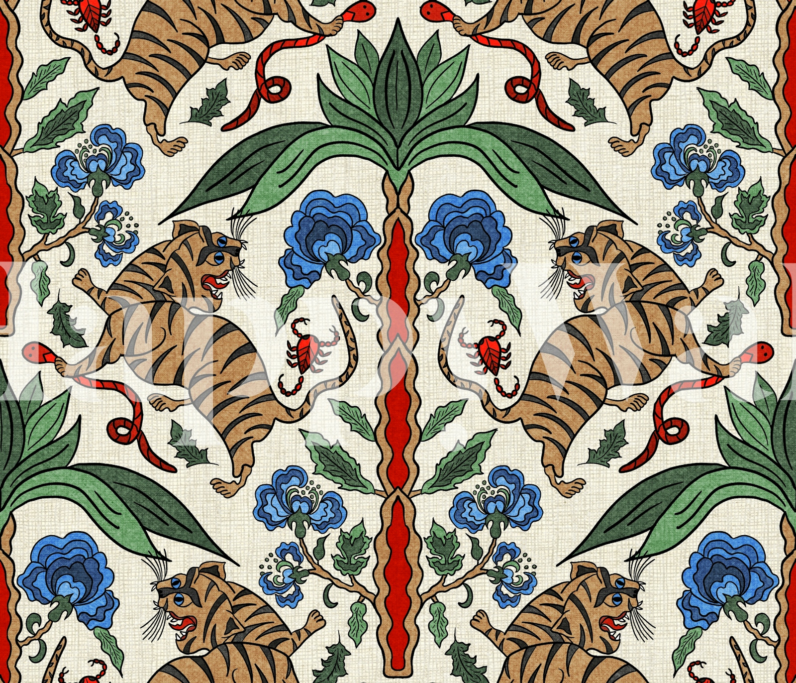 Tiger Chinoiserie Wallpaper | HappyWall