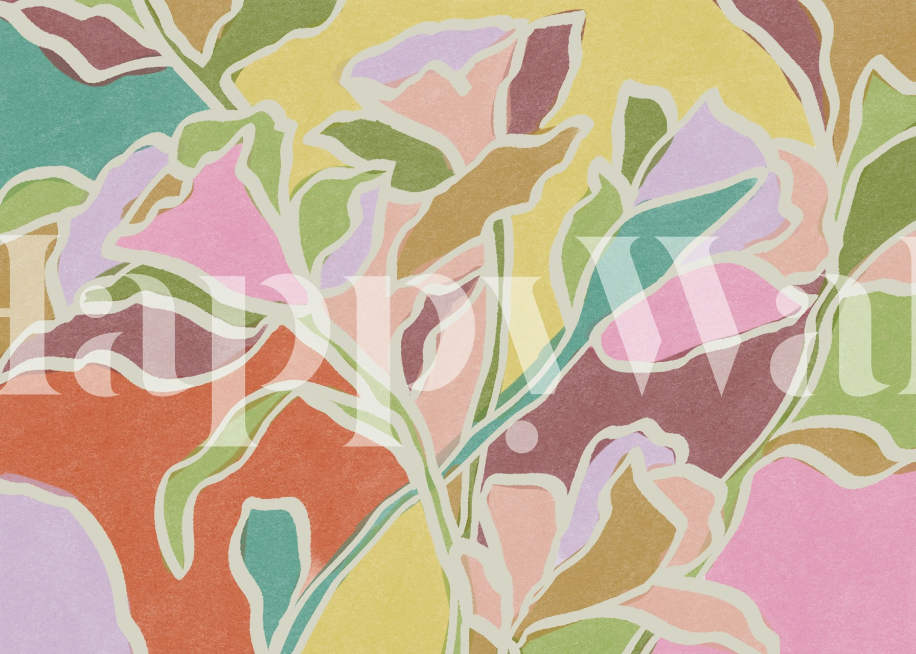 Papel de parede Abstract Flower Melody em um quarto