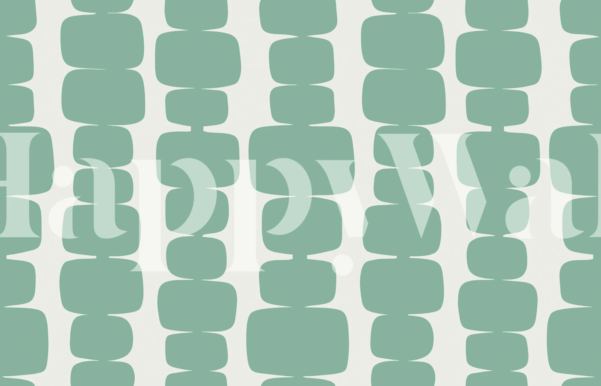 Green stacked block pattern wallpaper in midcentury modern style