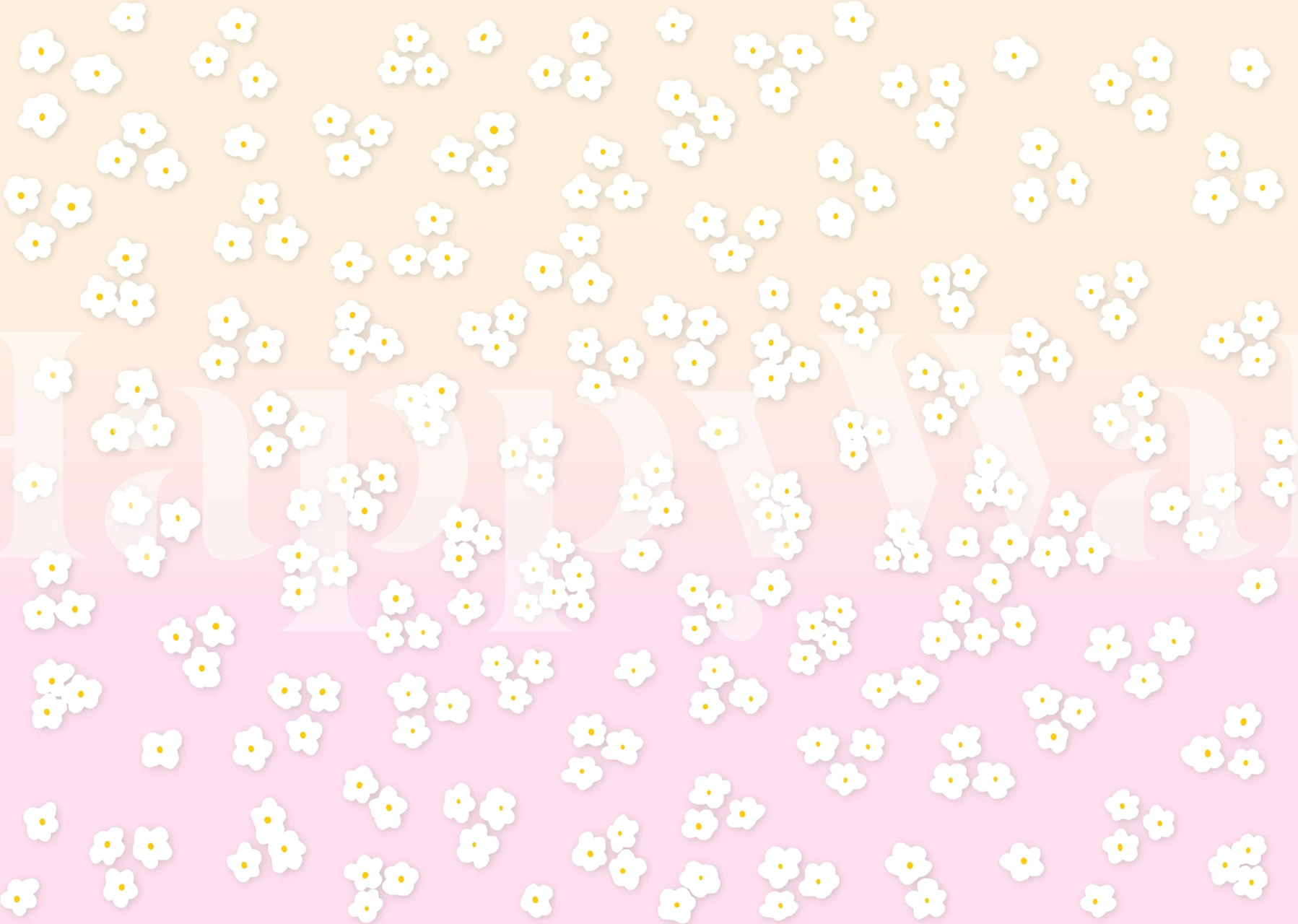 Happy Daisy Vanilla Pink tapetdesign