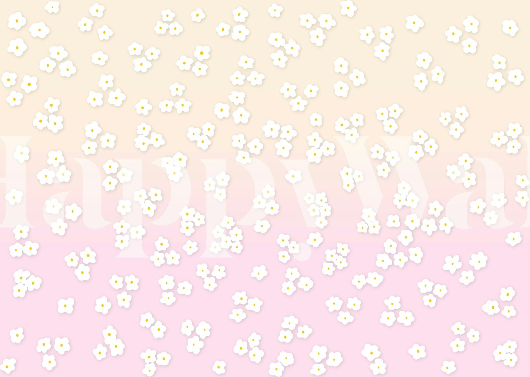 Happy Daisy Vanilla Pink wallpaper design
