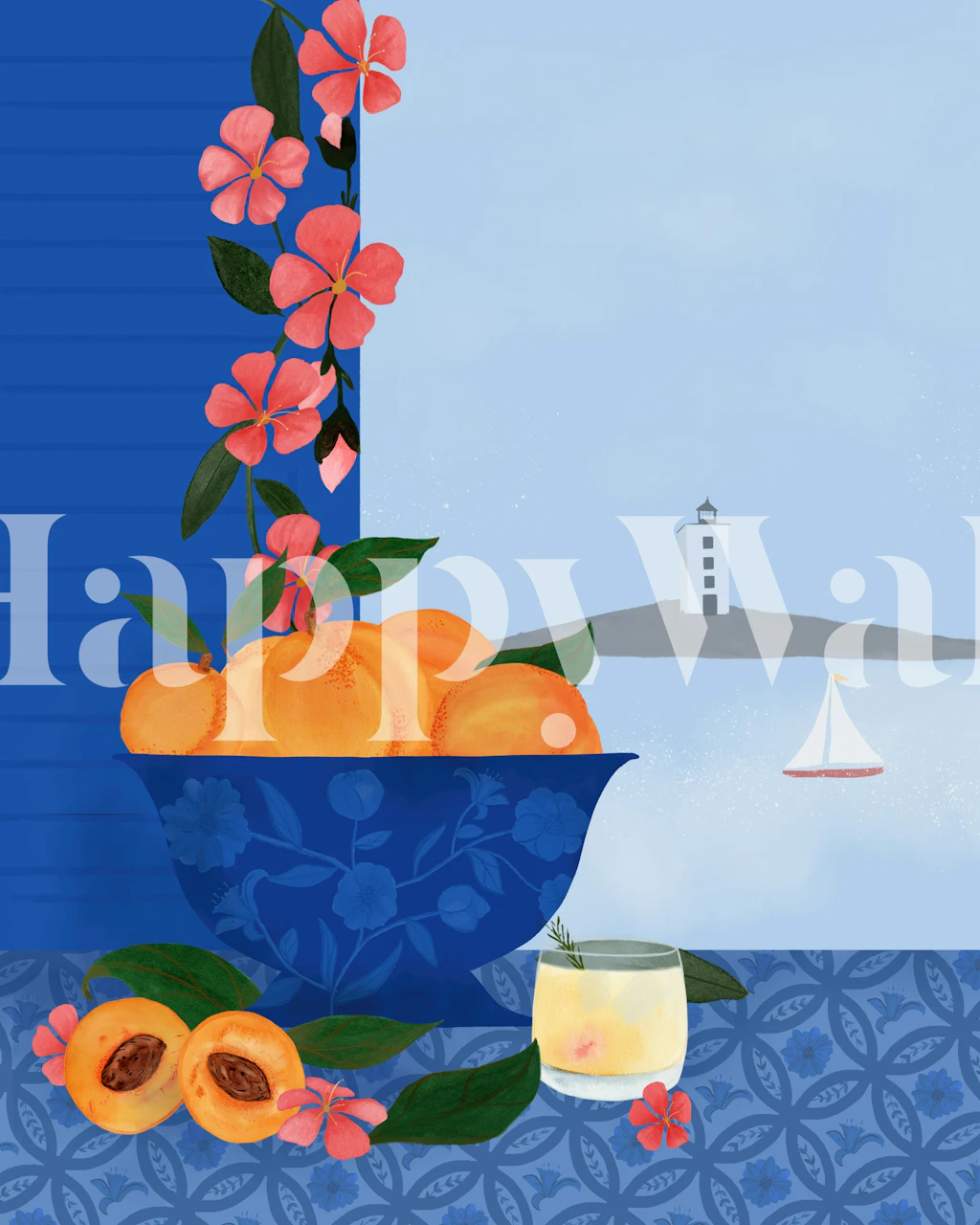 Peach Bowl View wallpaper in a room