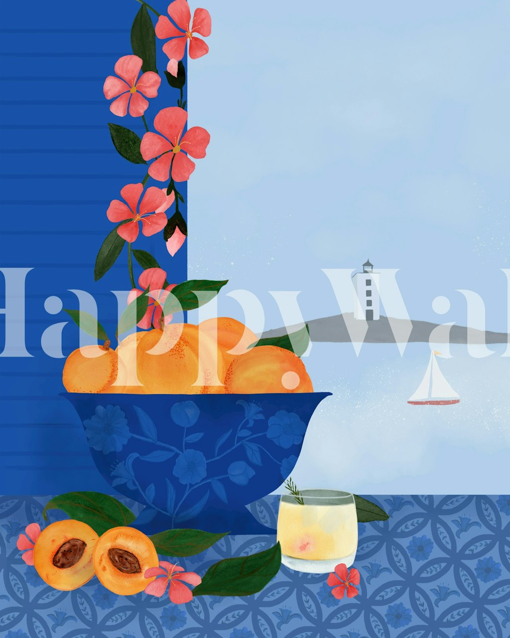 Papel de parede Peach Bowl View em um cômodo