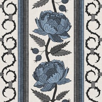 Roses Floral Stripe -  Slate Blue & Gray carta da parati