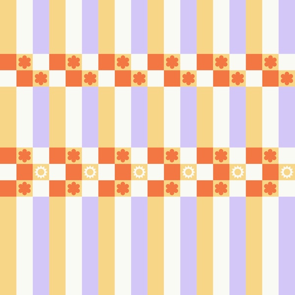 Nostalgic Gingham Sun and Flowers