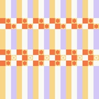 Nostalgic Gingham Sun and Flowers Mural wallpaper