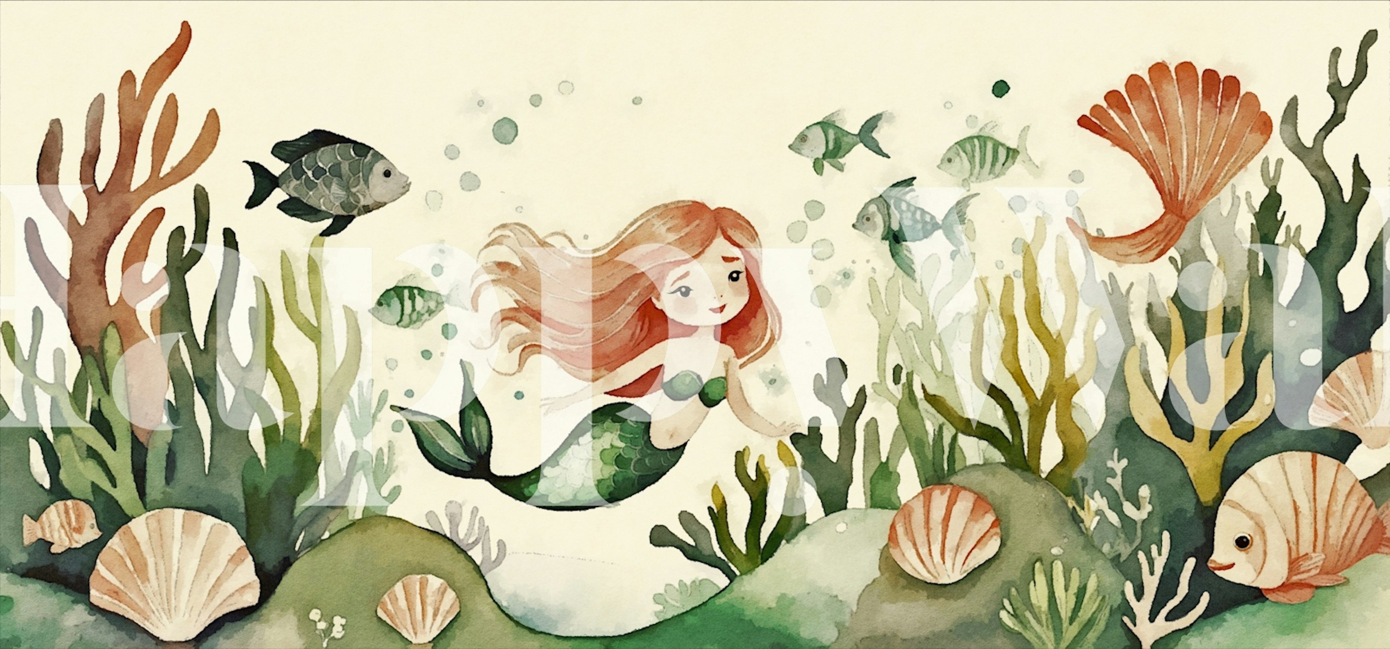 Ταπετσαρία My Little Mermaid Ocean Life σε ένα δωμάτιο