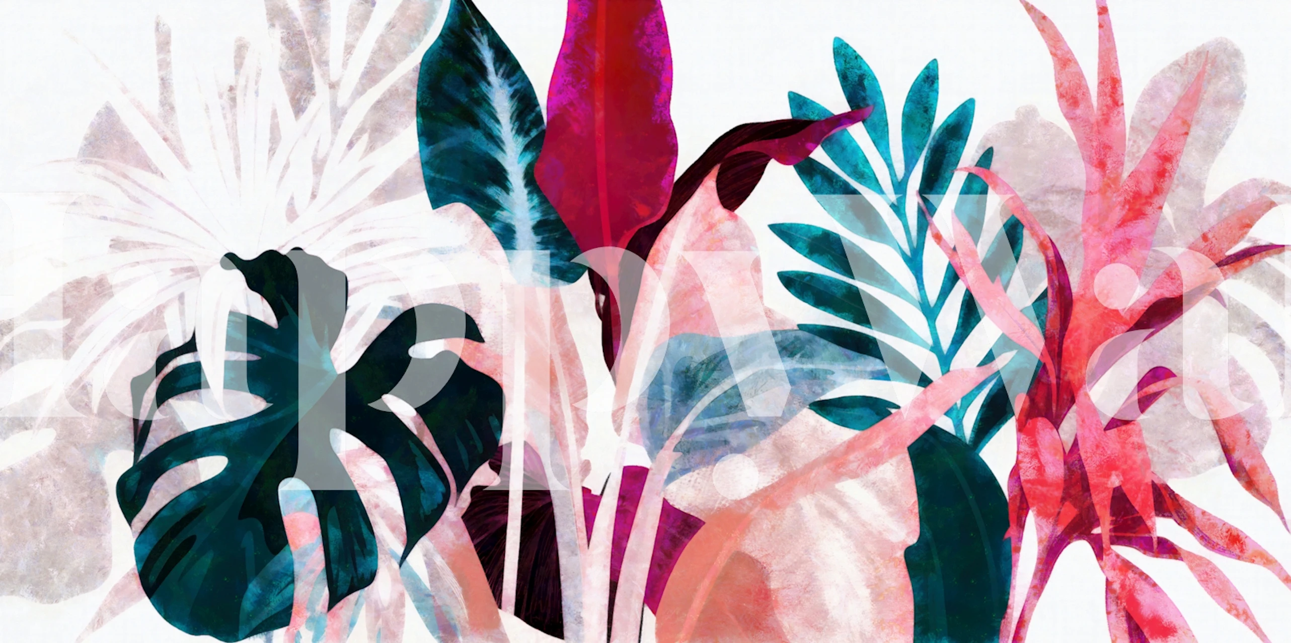 Papel de parede Tropical Botanical Bliss em um cômodo