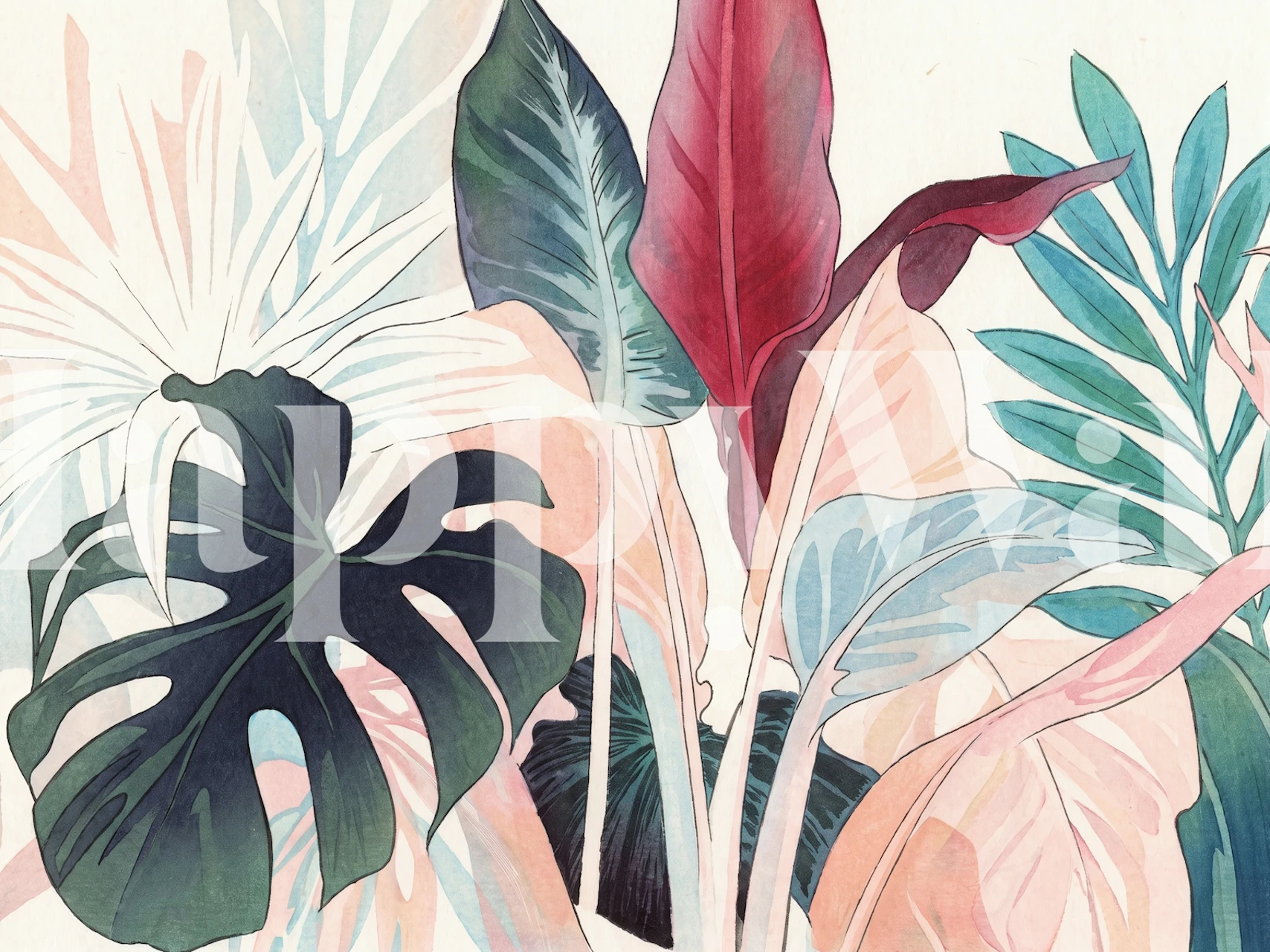 Tropical Botanical Bliss-tapet i ett rum
