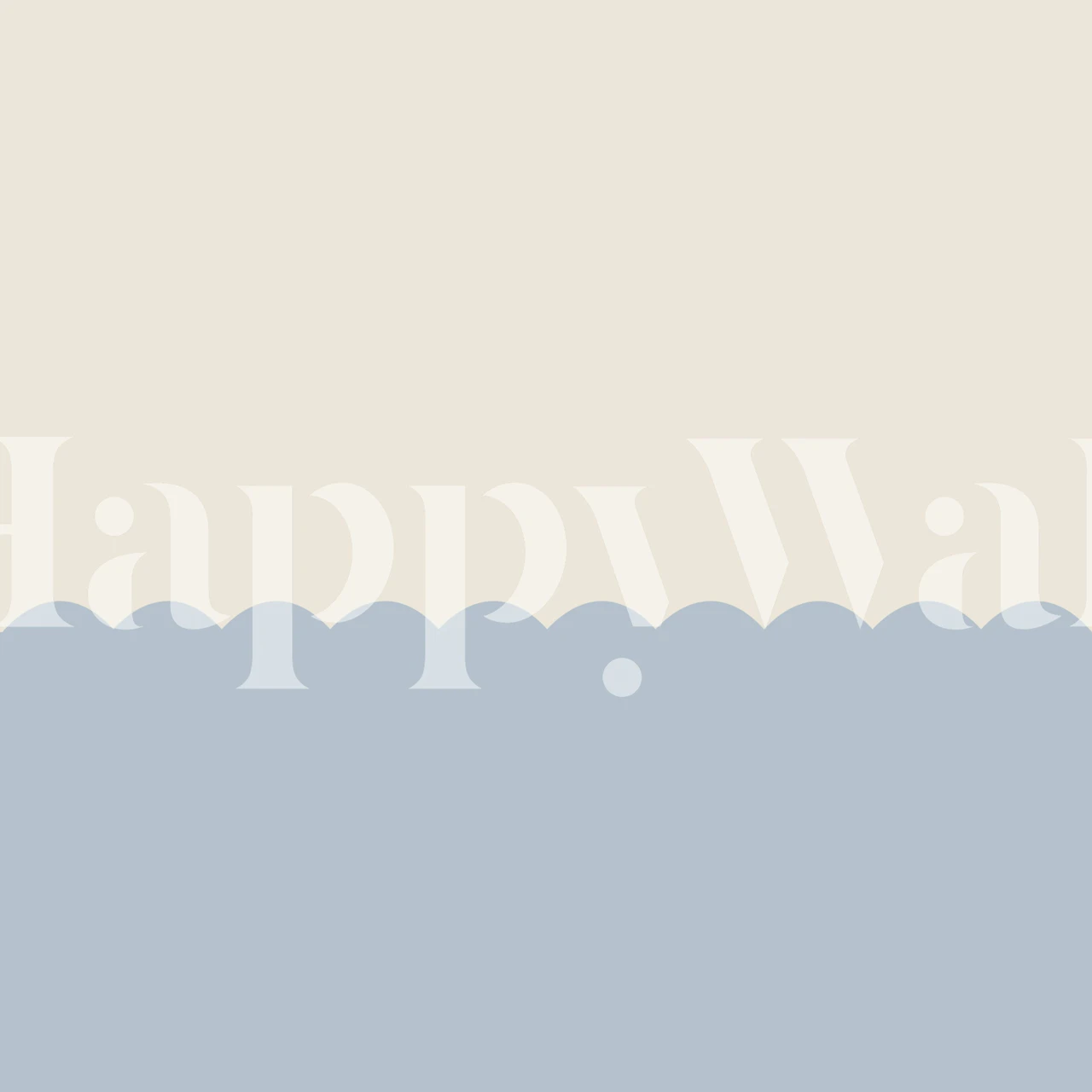 Light blue scallop pattern against a beige background wallpaper