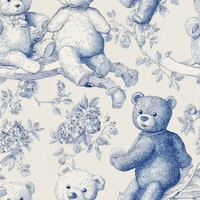 Toile Forest Bears - Blue tapeta