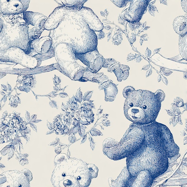 Toile Forest Bears - Blue