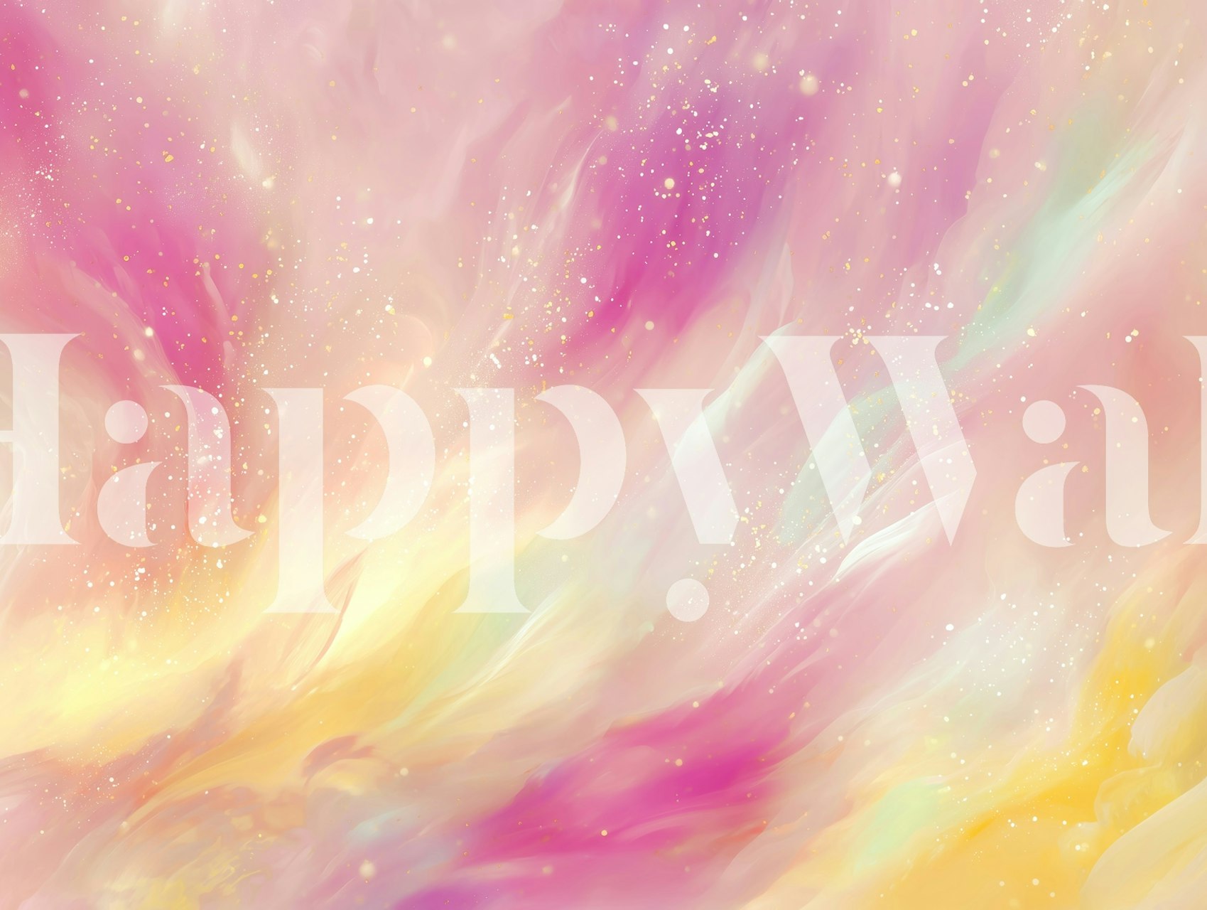 Abstract swirl pattern in pastel colors: pink, yellow, mint. Wallpaper.