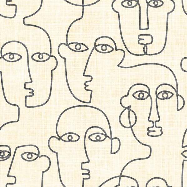 Minimalist line art faces cream