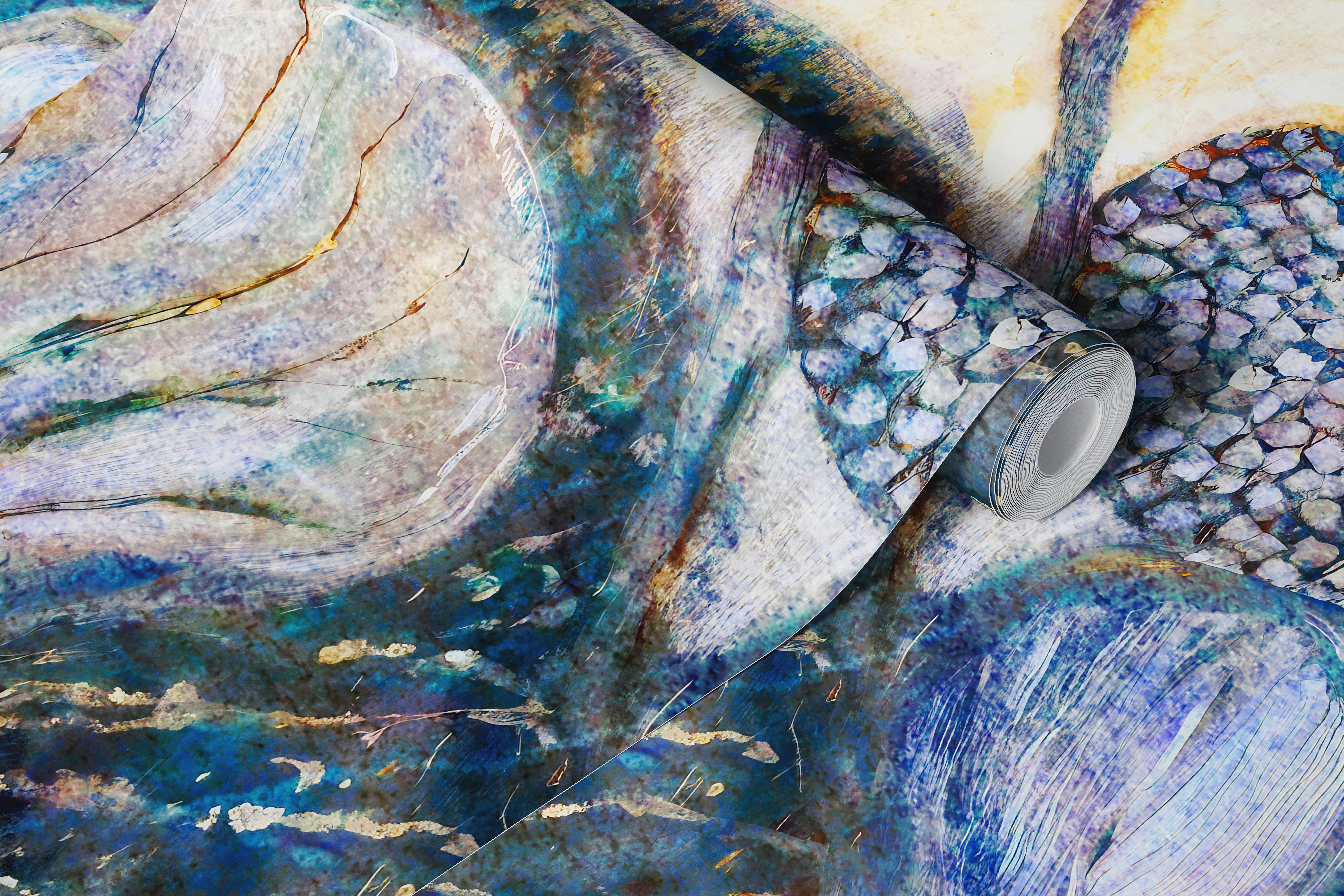 Mystical floral forest wallpaper in a room