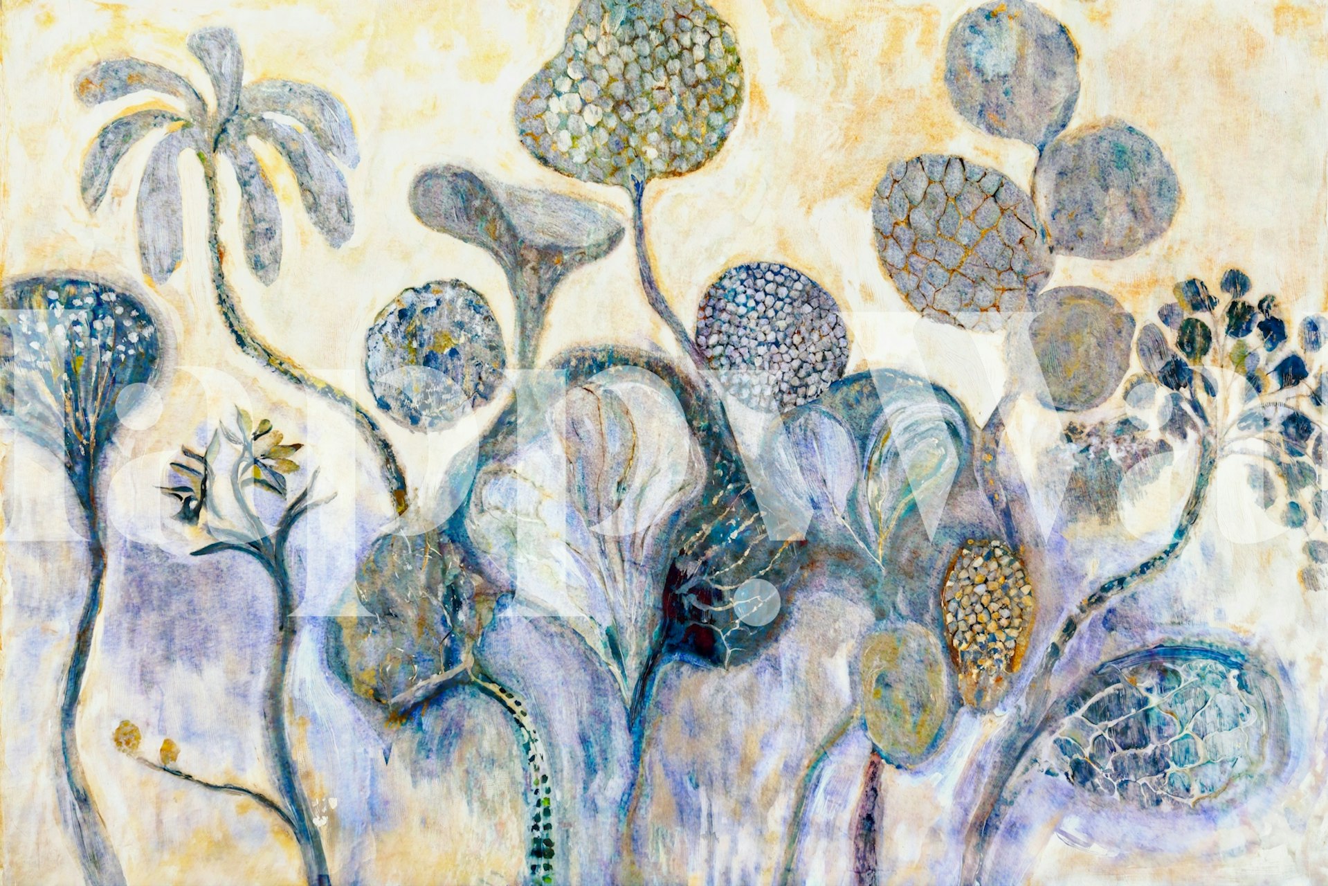 Mystical floral forest tapet i et rum