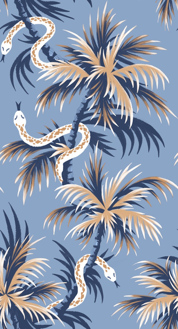 Snake Palms - Light Blue Gold