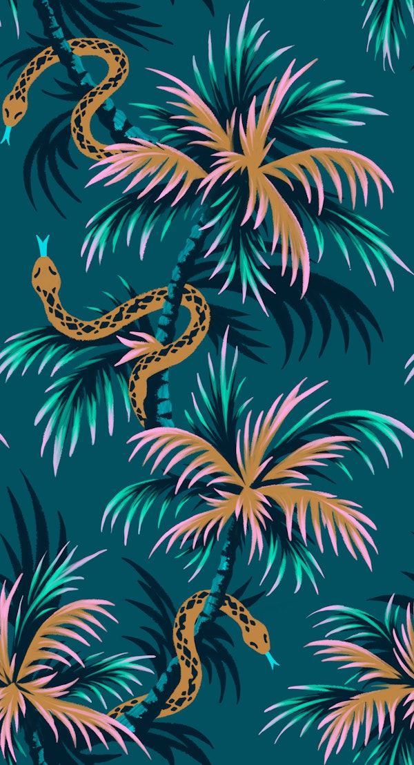 Snake Palms - Dark Emerald Mustard