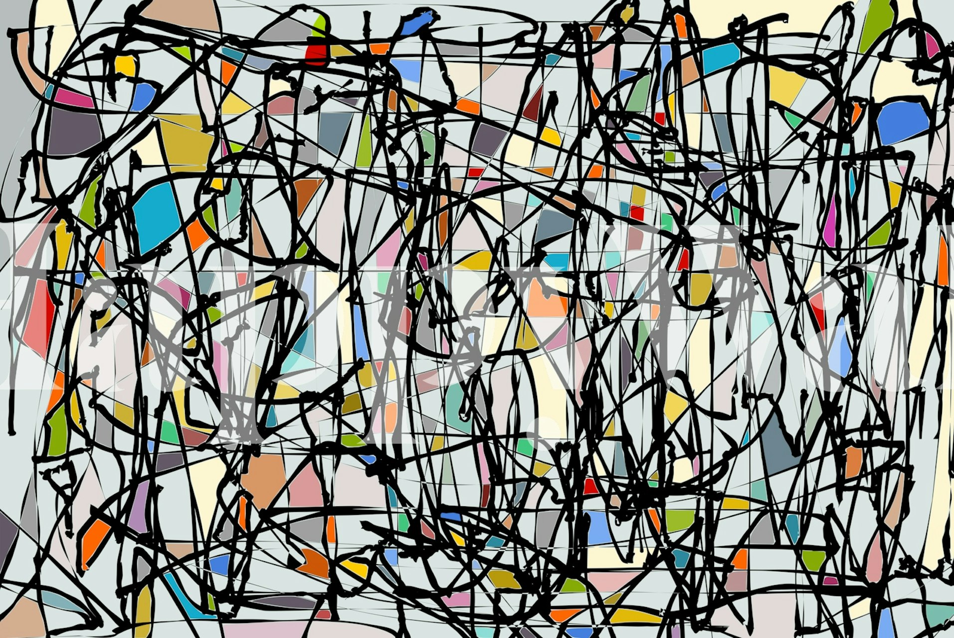 Šarena apstraktna tapeta u sobi