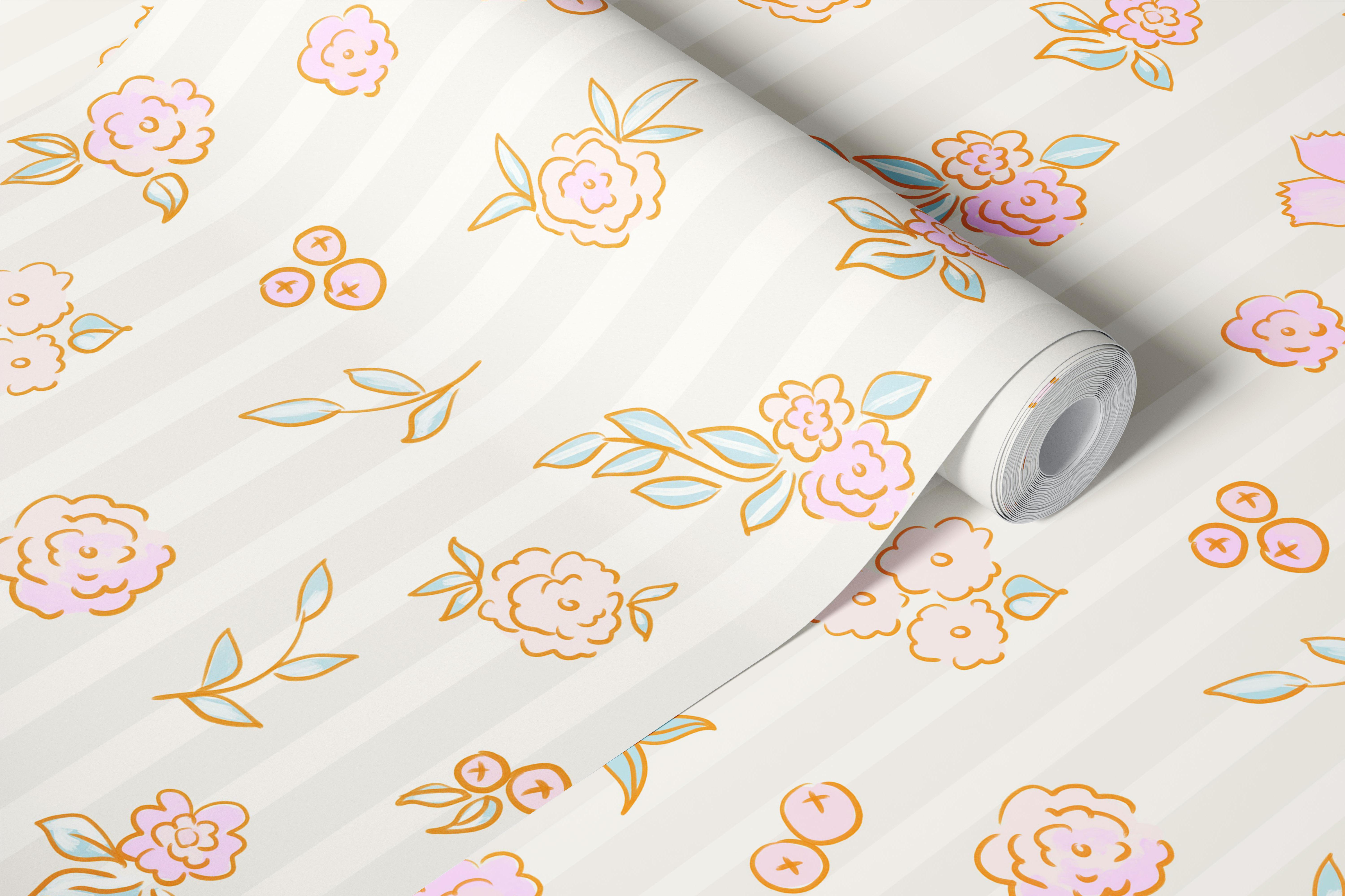 Soft Blossoms behang in een kamer