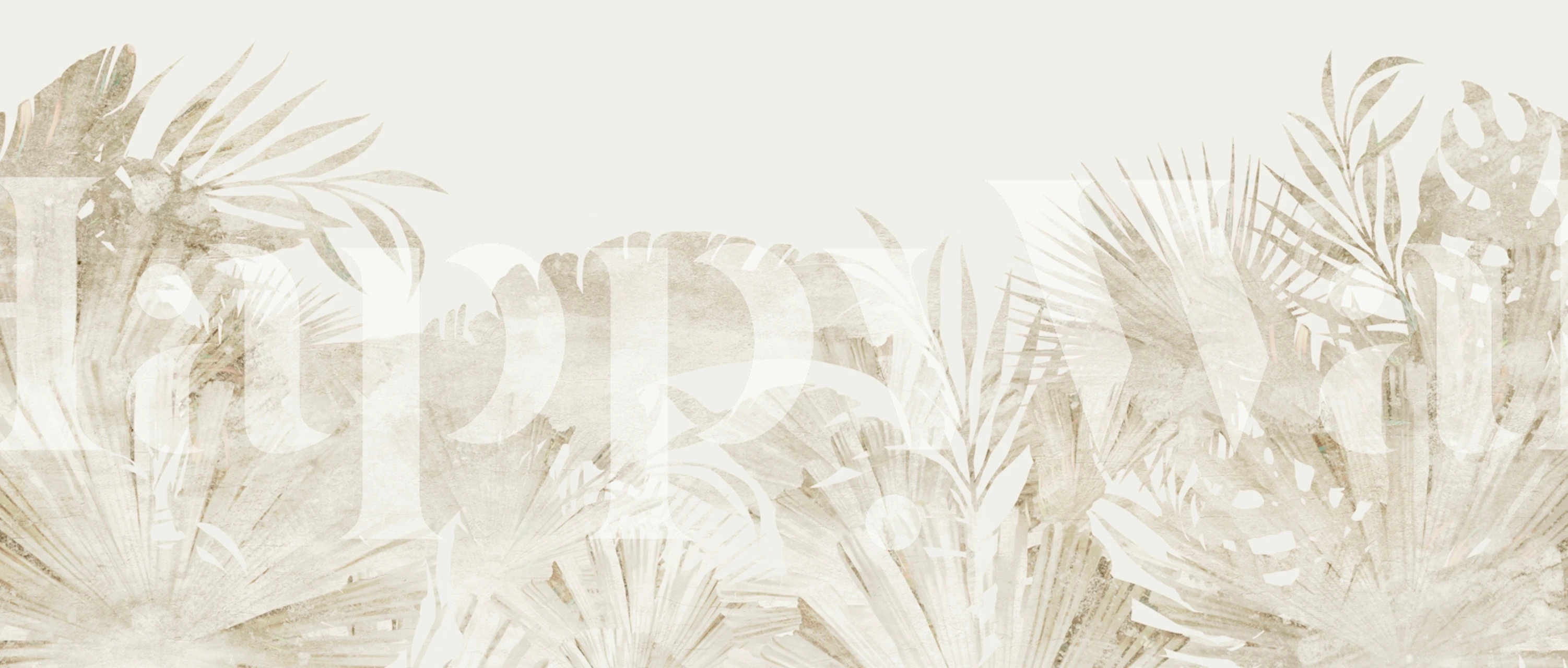 Tropical palm leaves in beige and cream hues wallpaper
