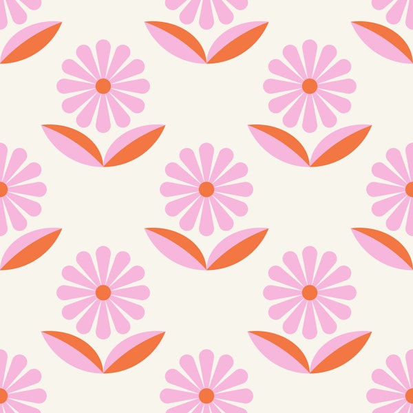 Midcentury Aster Flowers Mural