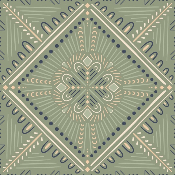 Boho Geometric Tile Sage Green