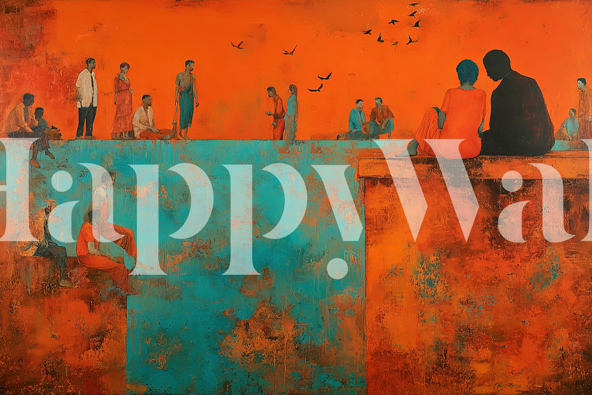 Sunset Worn Serenade wallpaper in a vibrant room