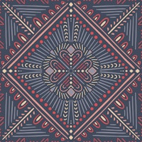 Boho Geometric Tile Blue Red tapete