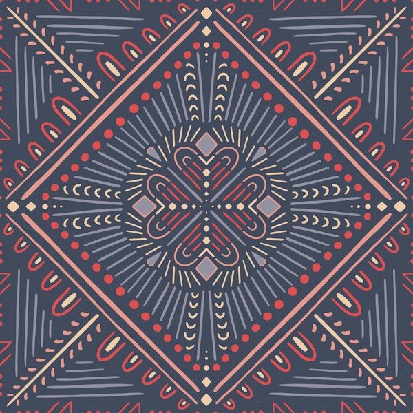 Boho Geometric Tile Blue Red
