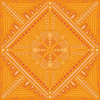 Boho Geometric Tile Orange Pink tapete